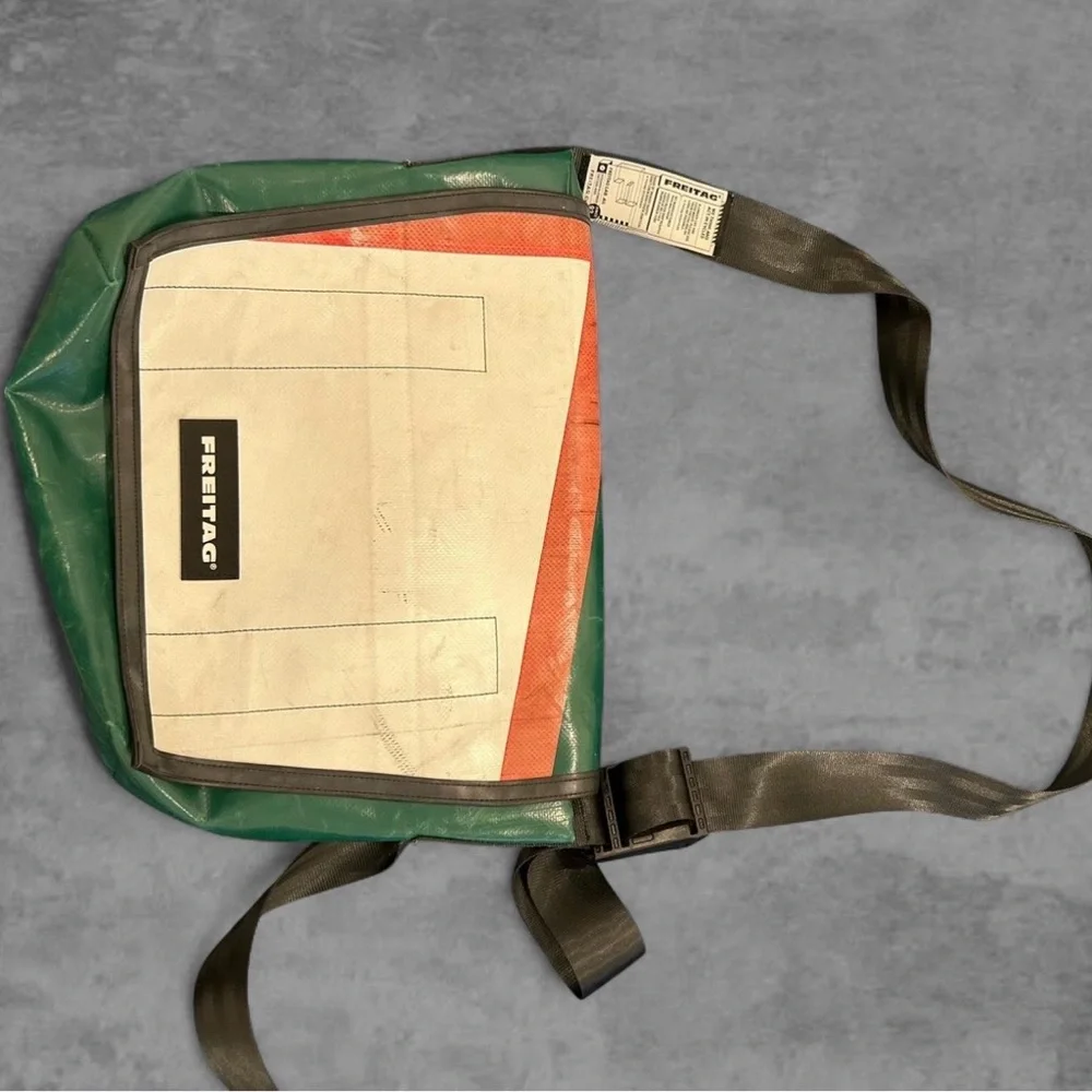 Freitag Green and White Messenger Bag